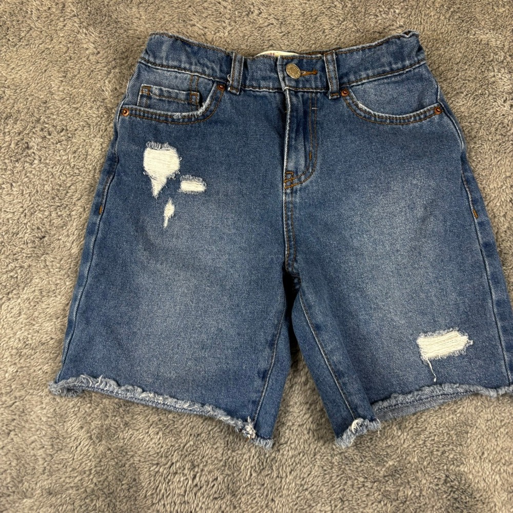 Signature by Levi Strauss Girls Blue Distressed Loose Denim Shorts Size 8 Reg